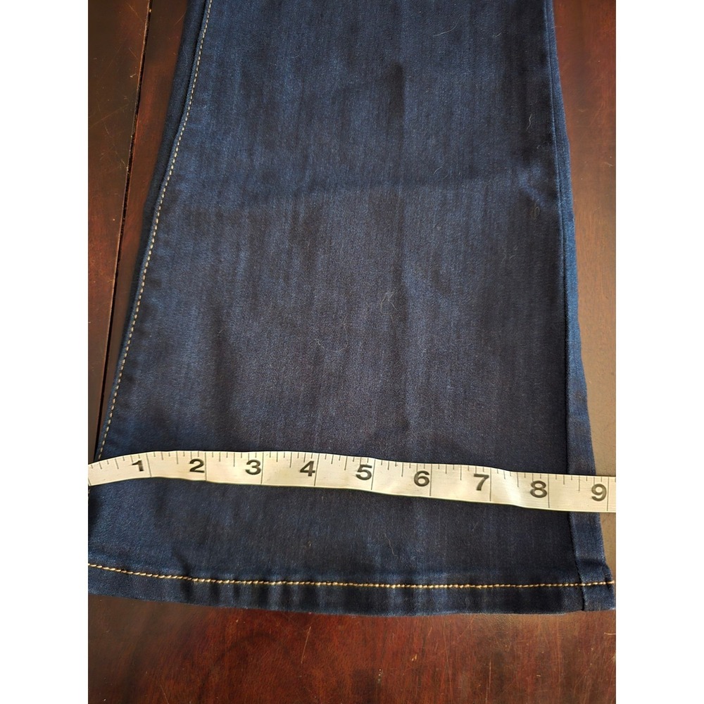 1822 Denim Womens High Rise Pull On Flare Jeans Dark Indigo Blue Size 12 Stretch - Picture 7 of 10